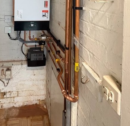 Pipes run to has boiler
